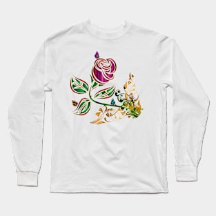 Rose with Butterflies Long Sleeve T-Shirt